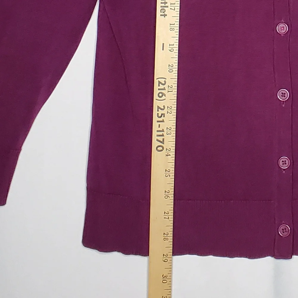 Coldwater Creek Button Cardigan Women 1X V-Neck‎ Purple Silk Cotton Knit Preppy